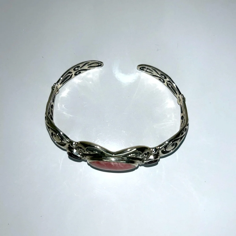 Carolyn Pollack Sterling Silver Rhodochrosite Garnet Gemstone Cuff Bracelet
